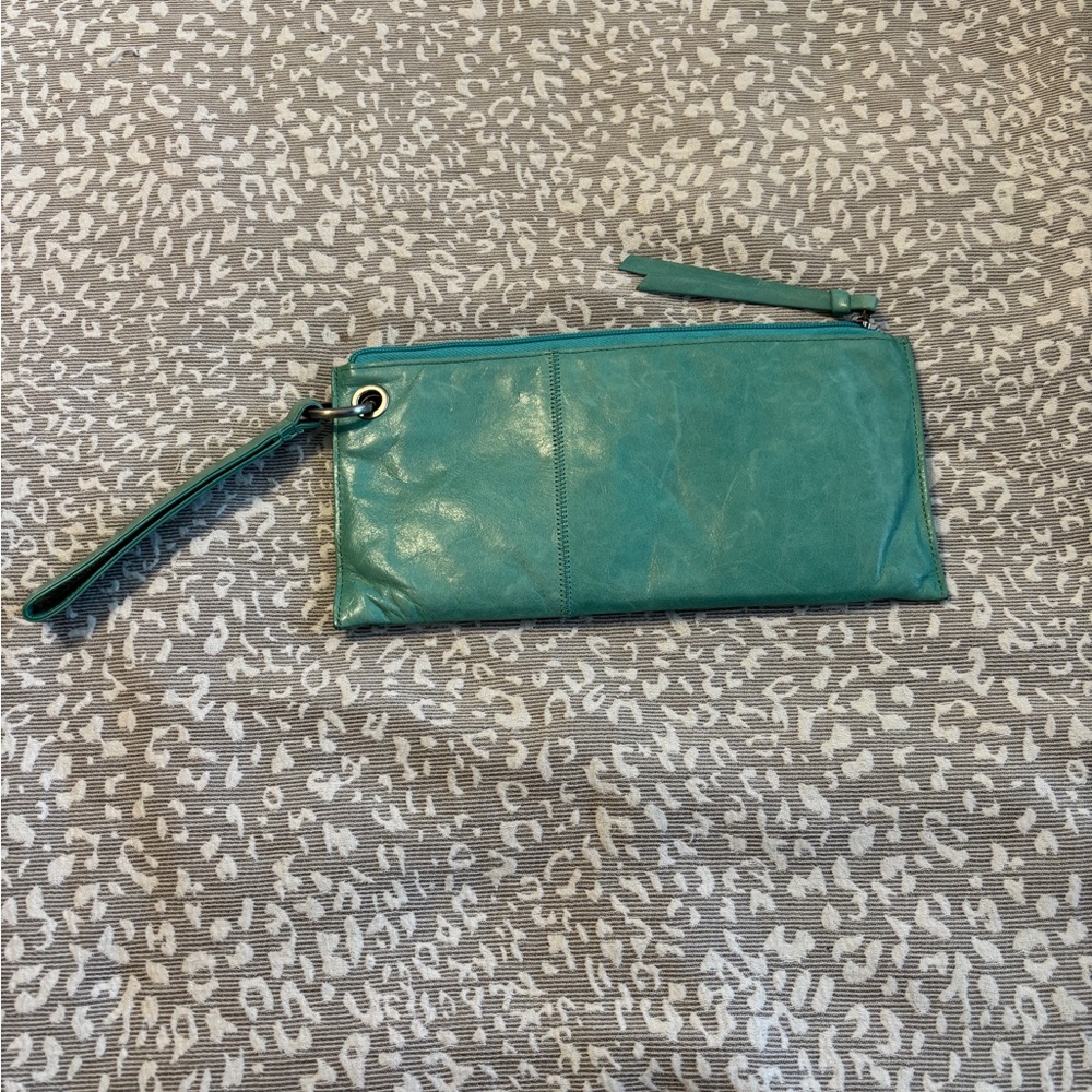 HOBO Turquoise Leather Wristlet Clutch